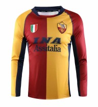 Retro Roma home Long sleeve 1:1 Quality Soccer Jersey  2000-2001
