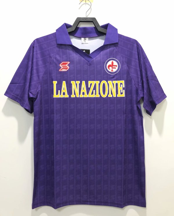 Retro Fiorentina home Fans 1:1 Quality Soccer Jersey  1989-1990