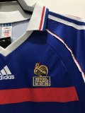Retro France Home Long Sleeve 1:1 Quality Soccer Jersey  1998