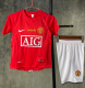 Retro Manchester United home with embroidery champion  kids 1:1 Quality Soccer Jersey   2007-2008