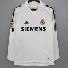 Retro Real Madrid Home Long sleeve1:1 Quality Soccer Jersey  2005-2006