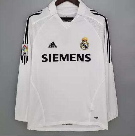 Retro Real Madrid Home Long sleeve1:1 Quality Soccer Jersey  2005-2006