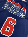 1992 Barcelona Olympic Games American dream moment after moment (round neck) #6 James blue