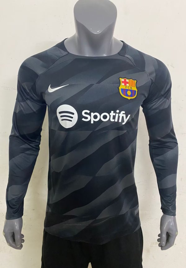 Barcelona Goalkeeper Black Long Sleeve Fan 1:1 Quality Soccer Jersey    23-24