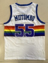 NBA Nuggets # 55 mutombo snow mountain white top Mesh Jersey