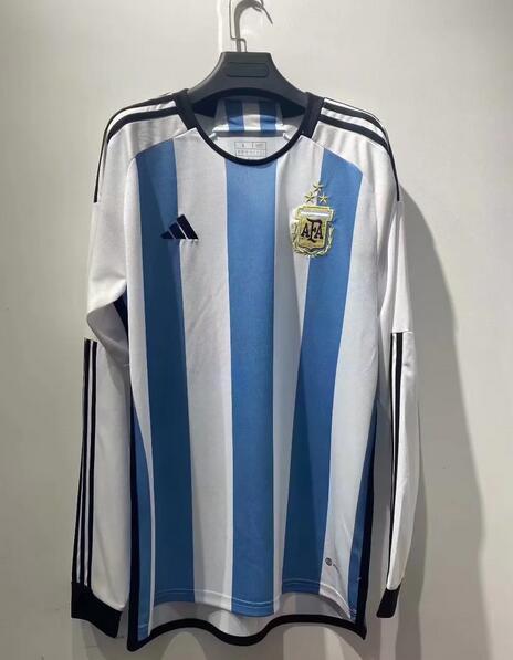 Argentina Home  Long Sleeve Fans 3 stars  1:1 Quality Soccer Jersey  2022