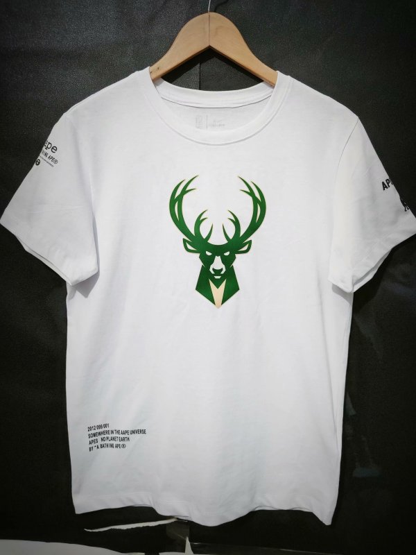 NBA Bucks Hot pressing white T-shirt 1:1