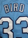 NCAA Bird #33 University blue top grade Mesh Jersey