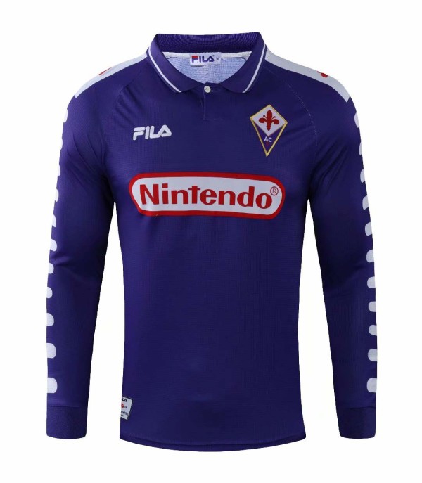 Retro Fiorentina Home Fans Long sleeve 1:1 Quality Soccer Jersey  1998-1999