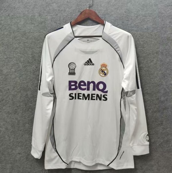 Retro Real Madrid Home Long Sleeve  2006 2007 1:1 Quality Soccer Jersey