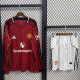 Manchester United Long  Home  With Pants Sets  fans black 1:1 Quality Soccer Jersey   25-26