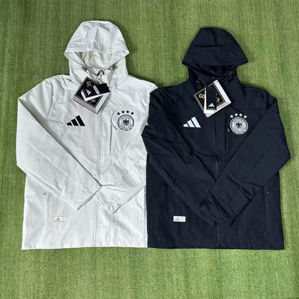 Germany Windbreaker  Interchange Jacket Black  White 1:1 Quality Soccer Jersey  25-26