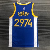 Golden State Warriors Blue V-Neck #2974 CURRY 1:1 Quality NBA Season Jerseys  75 Year
