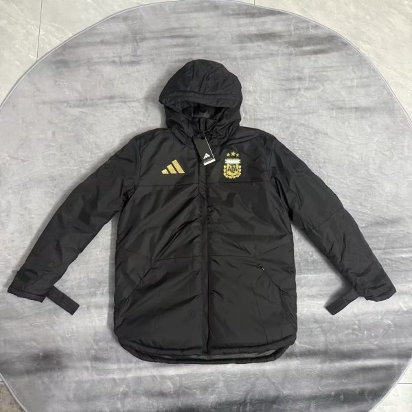 Argentina Windbreaker  Cotton clothing Jacket Black  White 1:1 Quality Soccer Jersey  25-26
