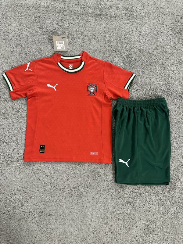 Portugal  Home  Kids 1:1 Quality Soccer Jersey   25-26