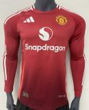 Manchester United Home Long Sleeve Player 1:1 Quality Soccer Jersey    24-25