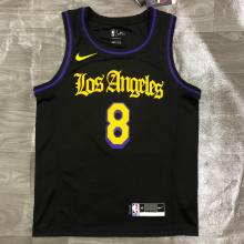 Los Angeles Lakers  Kobe #8 BRYANT   Round neck  Black Latin NBA Jersey