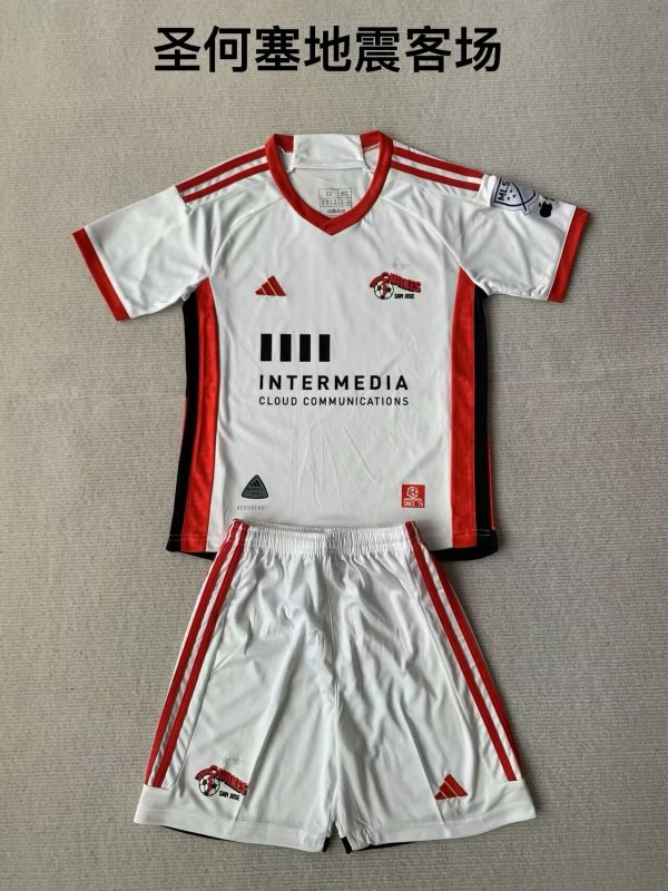 San Jose Earthquakes away kids   1:1 Quality Soccer Jersey   24-25