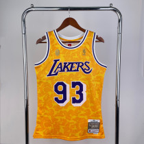 Los Angeles Lakers BAPE×M&N Yellow #93  BAPE 1:1 Quality NBA  Season Jerseys