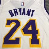 Los Angeles Lakers Kobe #24 BRYANT  White V-neck 1:1 Quality NBA Season Jerseys
