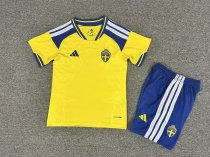 Sweden Home Kids Fans 1:1 Quality Soccer Jersey  26-27(2026)
