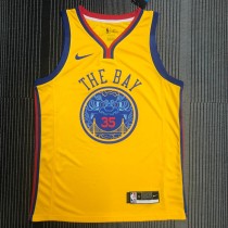 Golden State Warriors Yellow V-Neck China  Dragon Robe #35 DURANT 1:1 Quality NBA Season Jerseys  2018