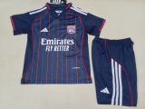 Olympique Lyonnais（OL) Away Kids 1:1 Quality Soccer Jersey  25-26