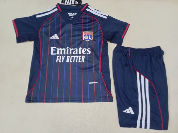 Olympique Lyonnais（OL) Away Kids 1:1 Quality Soccer Jersey  25-26