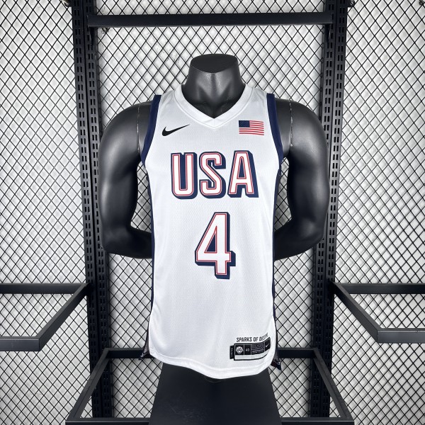 Golden State Warriors USA   white #4 GREEN  1:1 Quality NBA Season Jerseys 2024 Olympic Games