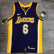 Los Angeles Lakers purple 6 James  V-neck   NBA Jerseys
