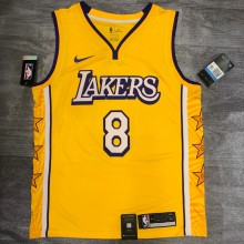 Los Angeles Lakers  V-Neck  Yellow with star  Kobe #8 BRYANT  1:1 Quality NBA Season Jerseys