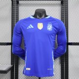 Argentina away Long Sleeve  Player  1:1 Quality Soccer Jersey  24-25（With Gold Patch）