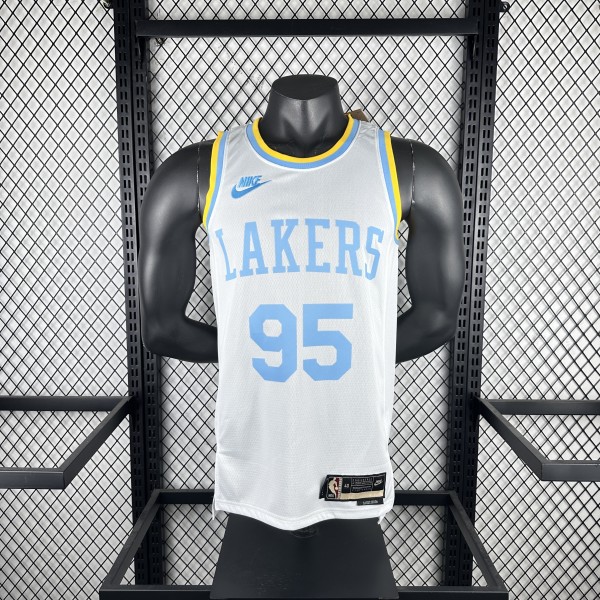 Retro Los Angeles Lakers  White #95 TOSCANO 1:1 Quality NBA Jerseys  2023