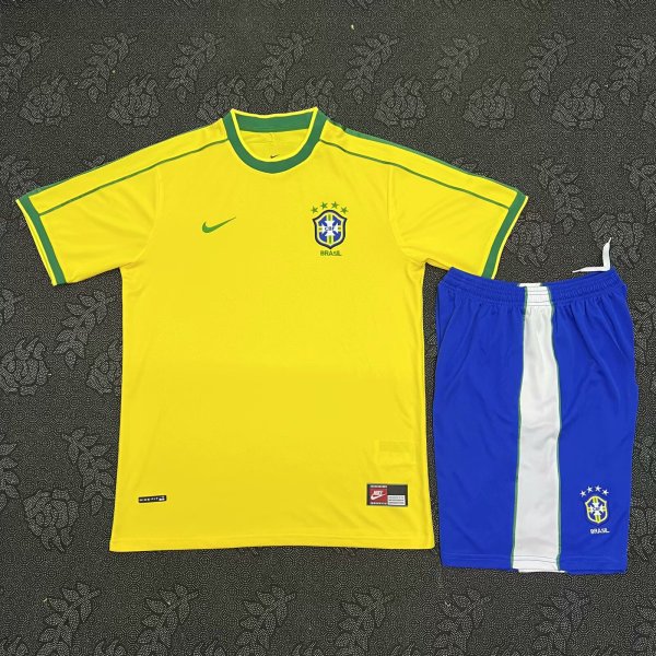 Retro Brazil Home   Kits Suit   1:1 Quality Soccer Jersey 1998