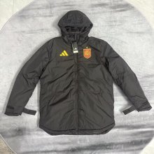 Spain Windbreaker  Cotton clothing Jacket Black  White 1:1 Quality Soccer Jersey  25-26