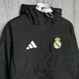 Real Madrid  Windbreaker  Interchange Jacket Black  White 1:1 Quality Soccer Jersey  25-26