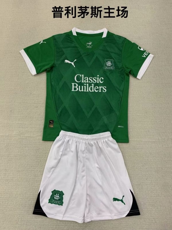 Plymouth  home kids  1:1 Quality Soccer Jersey   24-25