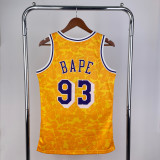 Los Angeles Lakers BAPE×M&N Yellow #93  BAPE 1:1 Quality NBA  Season Jerseys