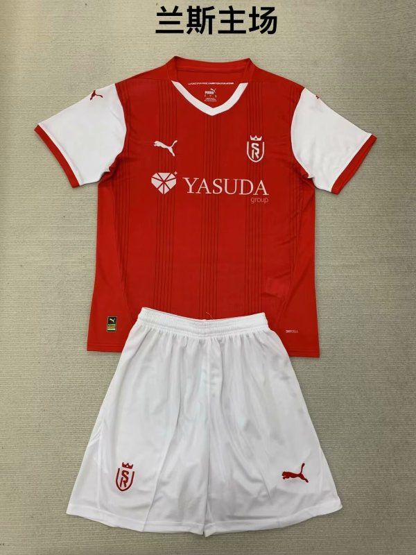 Stade de Reims home Kids  1:1 Quality Soccer Jersey   24-25