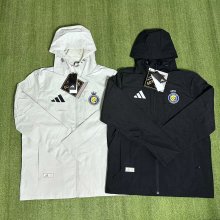 Nassr Windbreaker  Interchange Jacket Black  White 1:1 Quality Soccer Jersey  25-26
