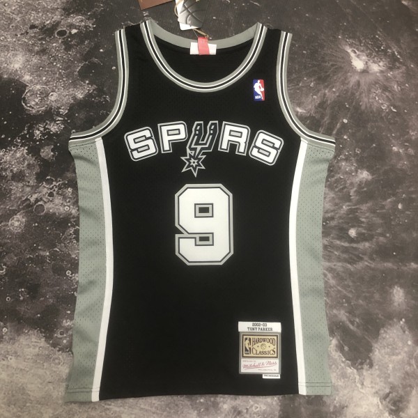 San Antonio Spurs Retro Black #9 PARKER 1:1 Quality NBA  Season Jerseys 2002-2003