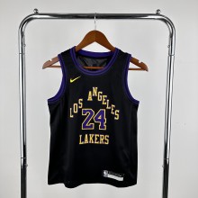 Los Angeles Lakers kids City Edition Kobe  #24 BRYANT  Black NBA Jerseys 2024