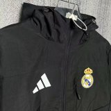 Real Madrid  Windbreaker  Interchange Jacket Black  White 1:1 Quality Soccer Jersey  25-26