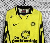 Retro Dortmund Home Fans Long Sleeve  1:1 Quality Soccer Jersey   1996-1997