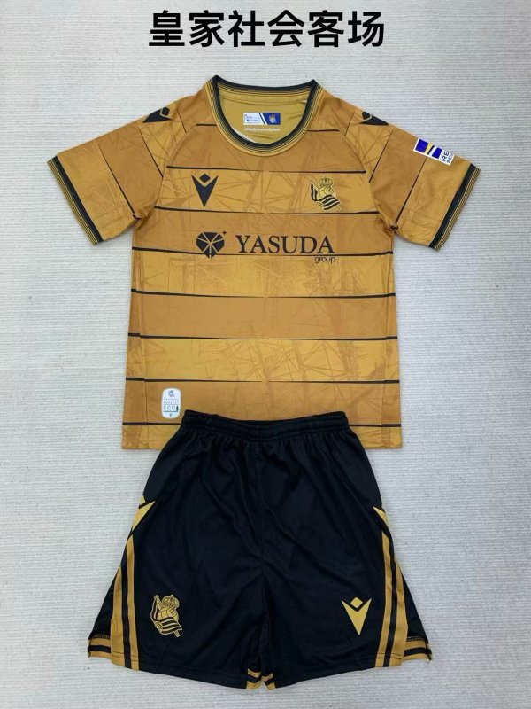 Real Sociedad away Kids  1:1 Quality Soccer Jersey   24-25