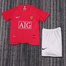 Retro Manchester United Home   kids 1:1 Quality Soccer Jersey   2007-2008