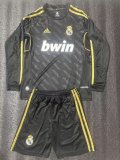 Retro Real Madrid Long Sleeve Away  kids 1:1 Quality Soccer Jersey  2011-2012