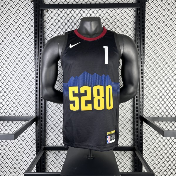Denver Nuggets Black City Edition  #1 PORTER JR. 1:1 Quality NBA  Season Jerseys 2024