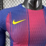 Barcelona Home Long Sleeve Player  1:1 Quality Soccer Jersey  （可配广告 ）25-26