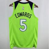 Timberwolves EDWARDS #5 Fluorescent Green NBA Jerseys 24-25
